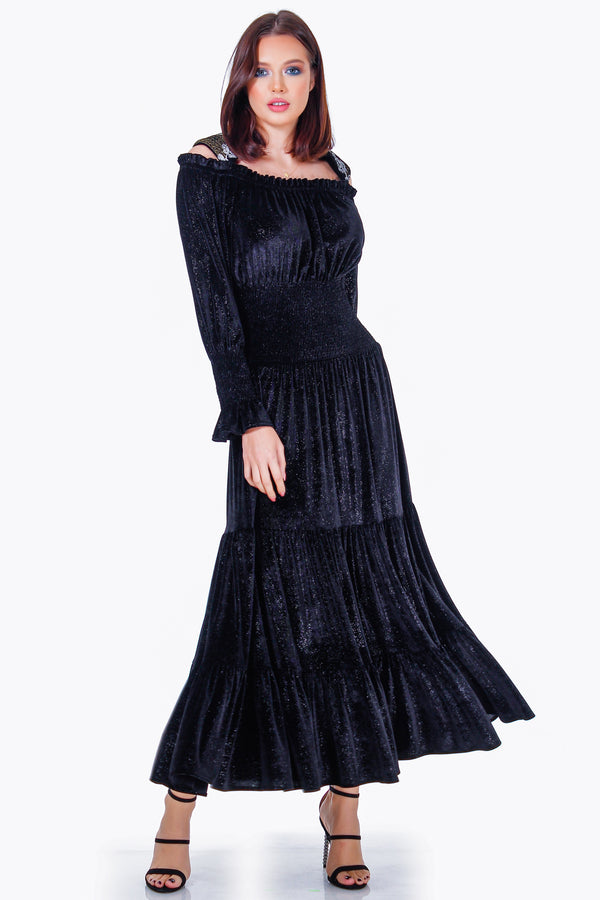 Rochie din catifea cu broderie ID-9